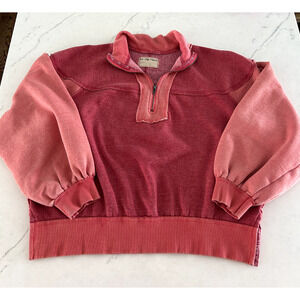We the Free Free People Kassey Pullover Quarter Zip Sweatshirt XL Colorblock